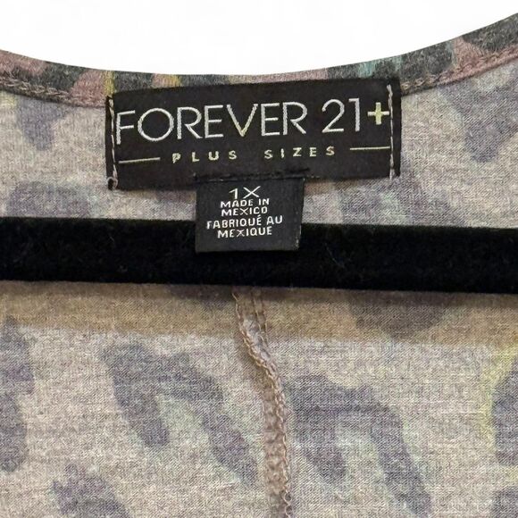 Forever21+ Plus Women's Pink Leopard Print Colorful Racerback Tank Sz 1X - Picture 3 of 6